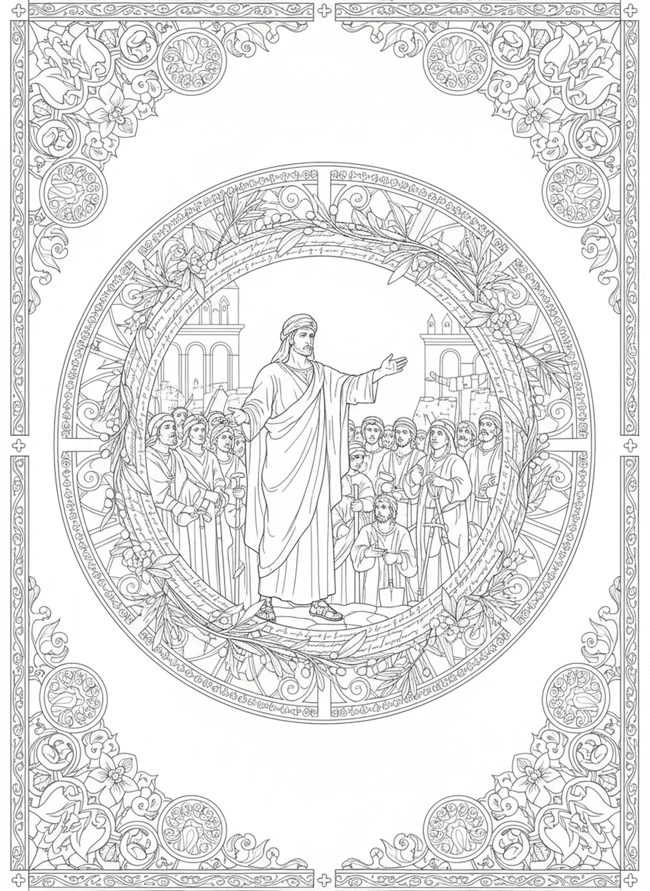 Nehemiasz powołujący ludzi, Nehemiasza 8:10 Radość i Siła kolorowanka dla dorosłych w stylu journalingu biblijnego