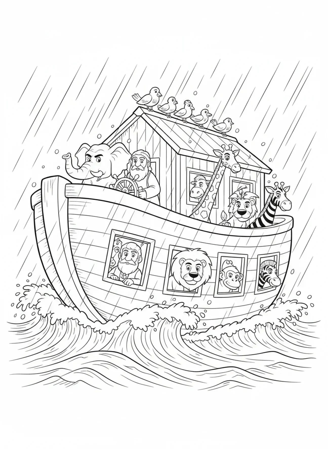 Arca en mares tempestuosos, página para colorear de Filipenses 4:13 para niños de 5 a 10 años