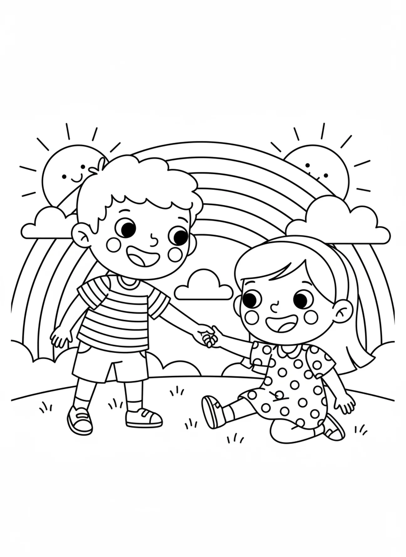 Kind hilft einem Freund, Sprüche 3,5 Vertrauen auf den Herrn Malvorlage für Kinder im Alter von 5-10 Jahren.