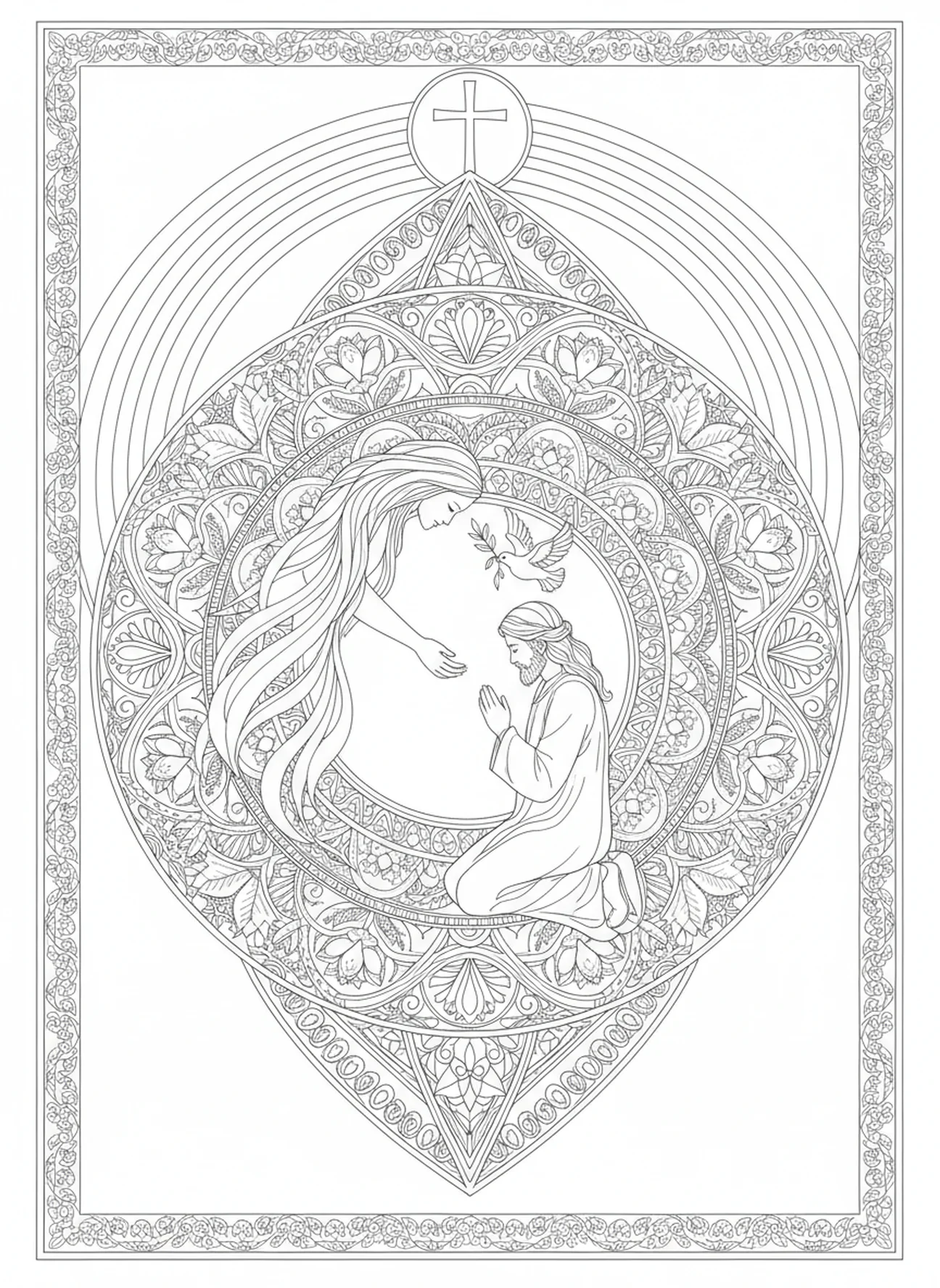 A aliança de Deus com Noé, página para colorir Salmo 139:13 no estilo de journaling bíblico para adultos.