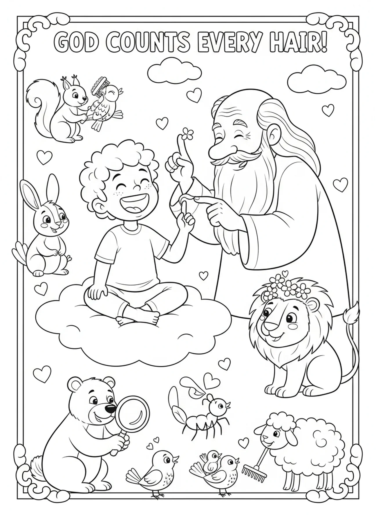Enfant ravi avec un Dieu amical, Psaume 139 Merveilleusement redoutable page à colorier pour les enfants de 5 à 10 ans