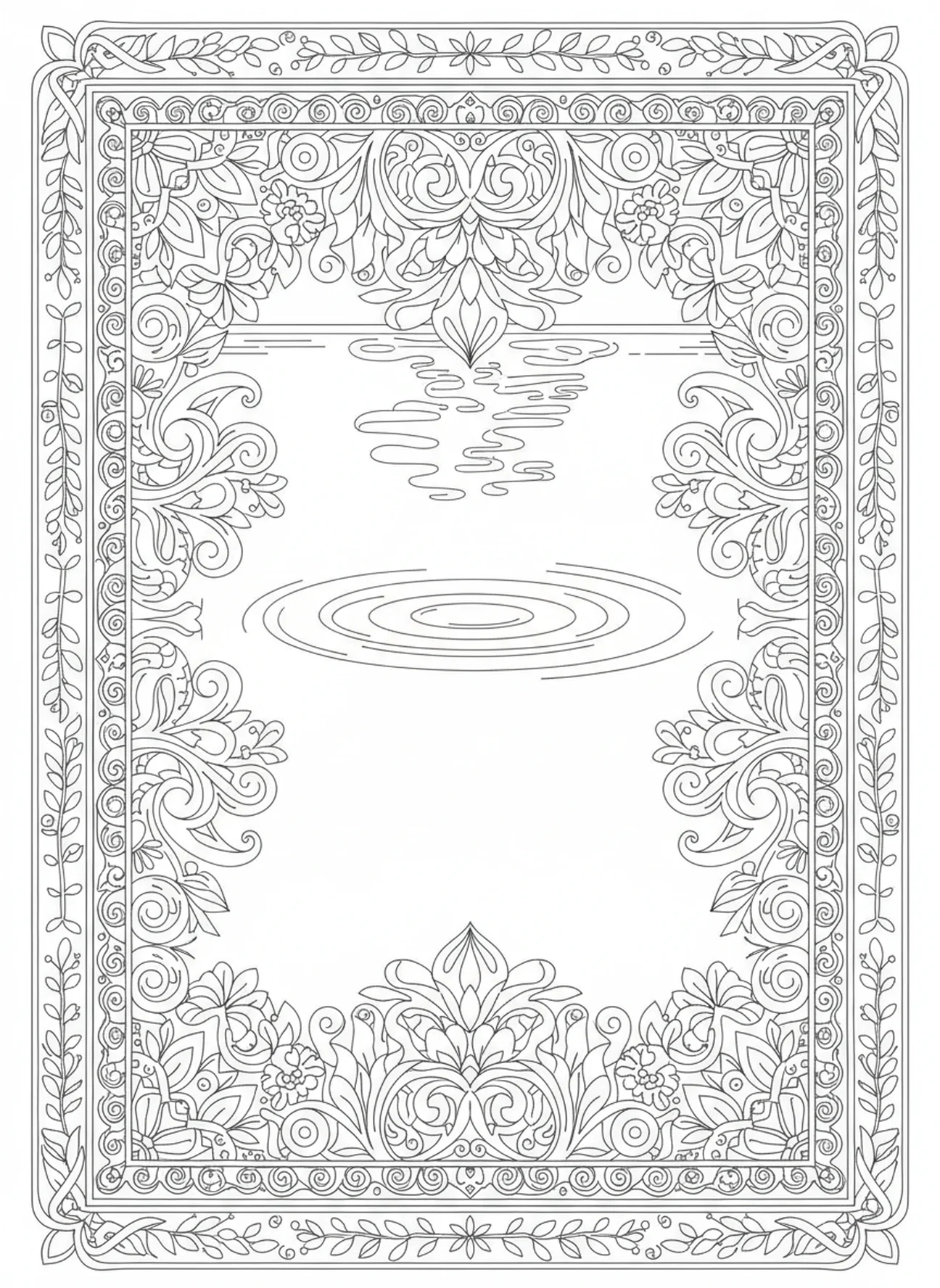 Reflet des eaux paisibles, Psaume 23 1 Berger Veut page à colorier pour adultes style de journal biblique