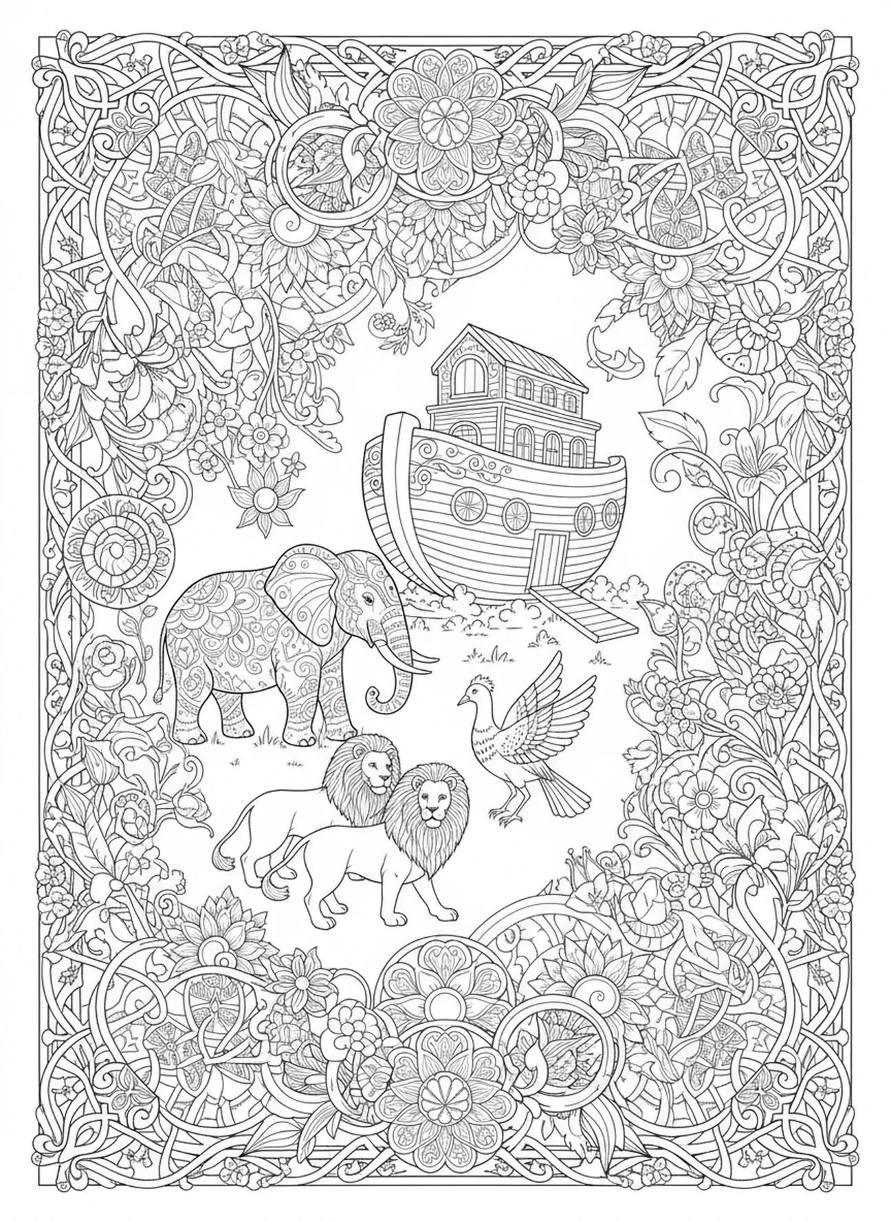 Casais de animais, página de colorir Salmo 34:8 para adultos no estilo de journaling bíblico