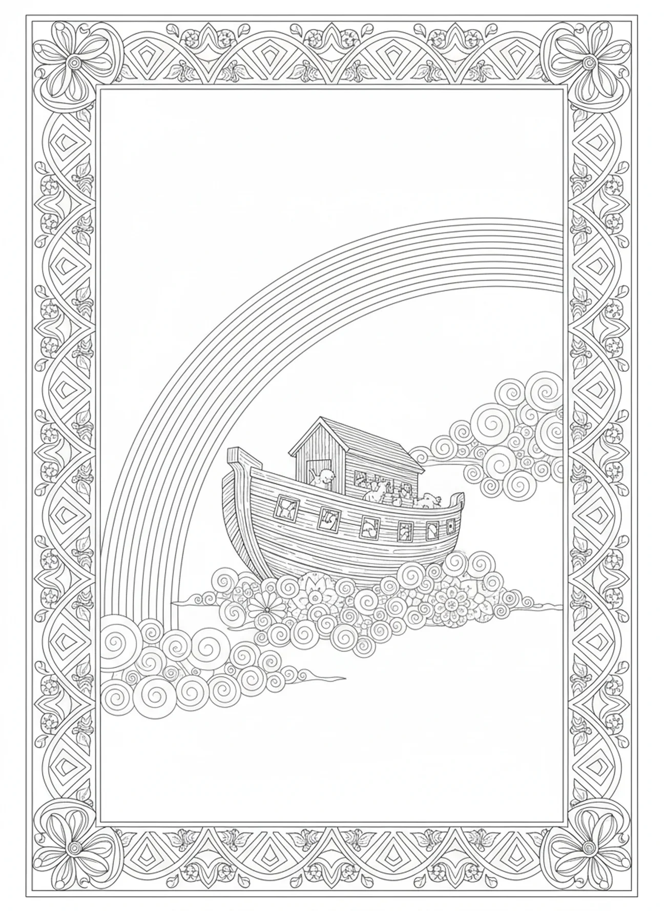 Arco-íris majestoso, Salmo 34:8 página para colorir estilo journaling bíblico para adultos