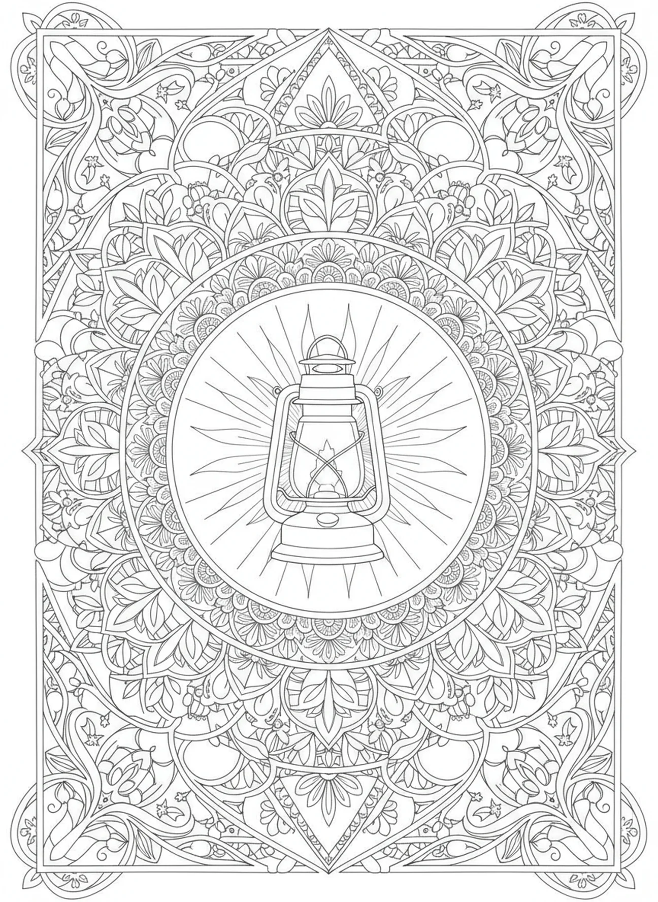 Laterne, die Licht symbolisiert, Salz der Erde Ausmalbild für Erwachsene im Stil des Bibeljournaling