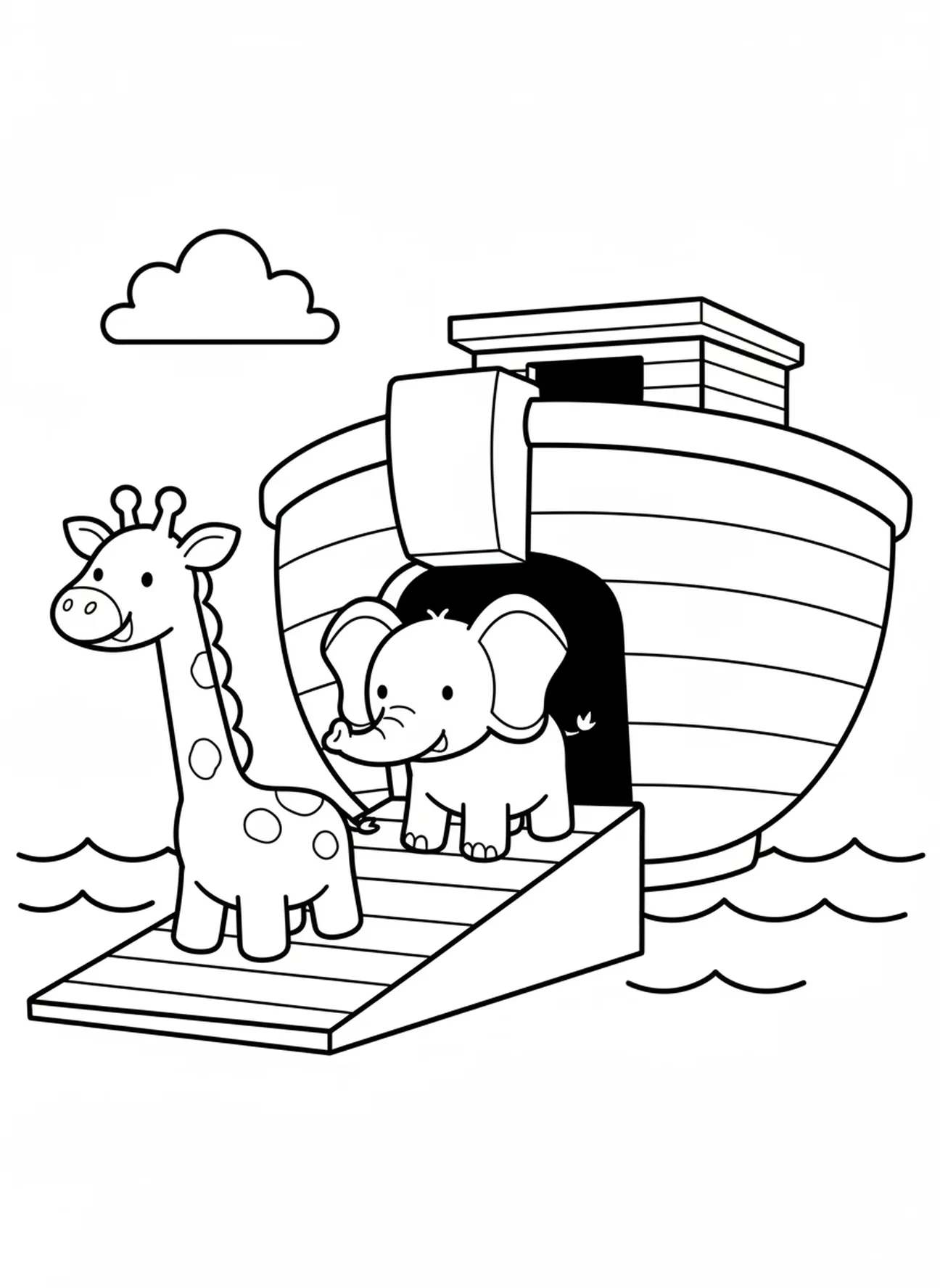 Giraffe und Elefant steigen ein, Adventskalender Ausmalbild für Vorschulkinder im Alter von 3-5 Jahren