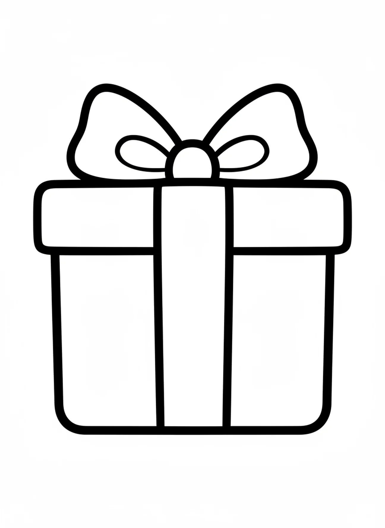 Grande boîte cadeau, page à colorier sur les anges de Noël pour les tout-petits de 2 à 3 ans.