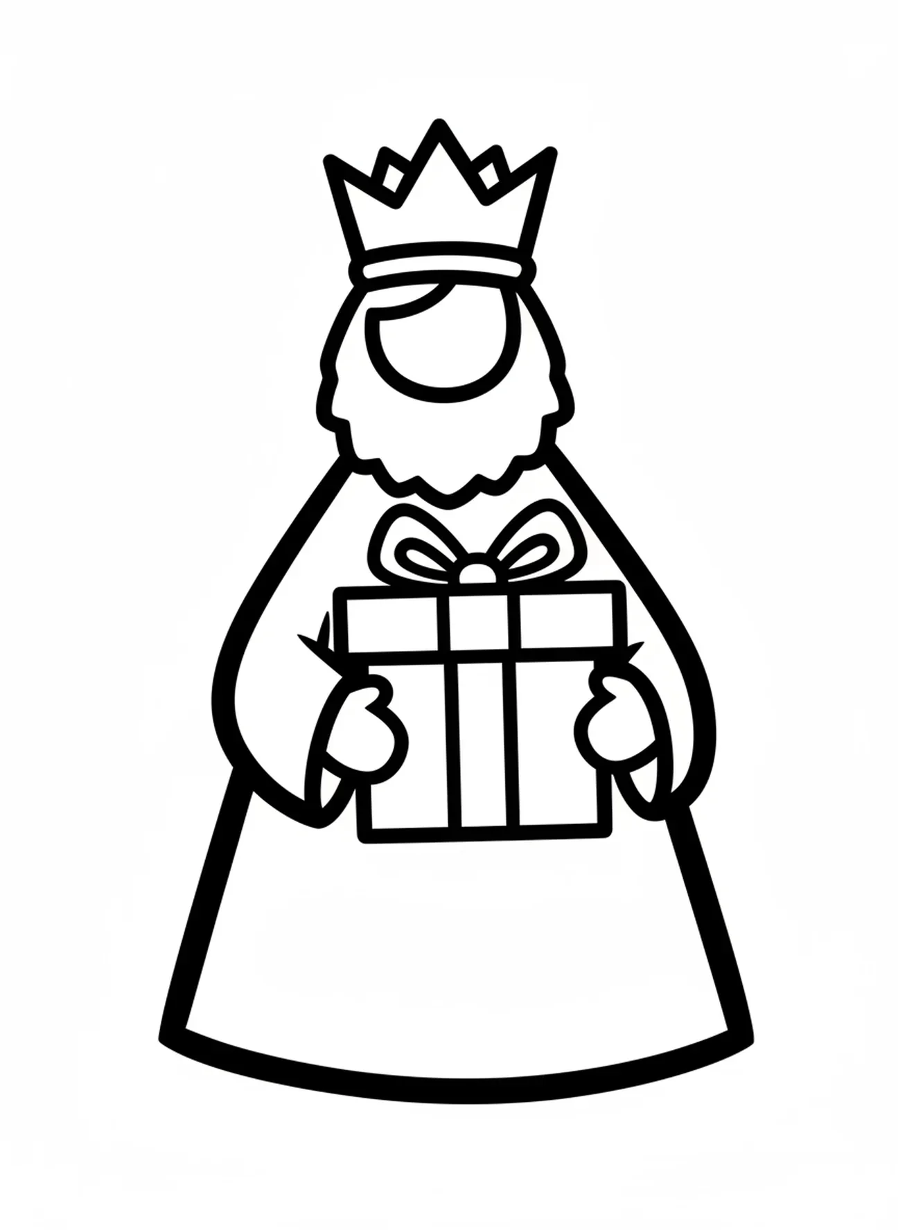 Um sábio com um presente, página para colorir do Natal com a cena da Natividade para crianças de 2 a 3 anos.