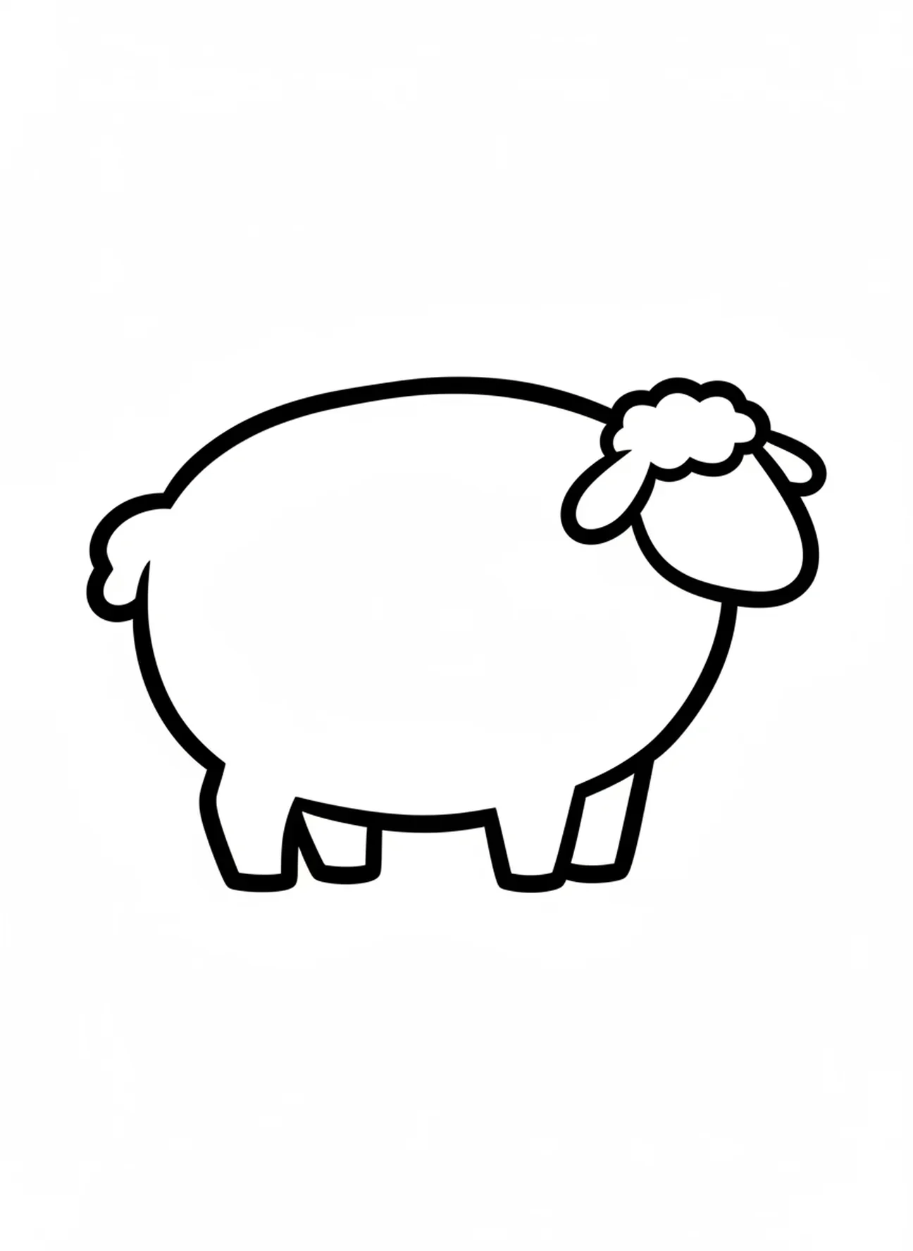Grand mouton paissant, page à colorier de Noël pour les tout-petits de 2 à 3 ans.