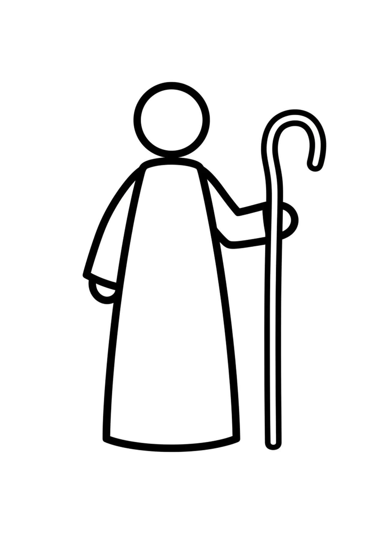 Figura simples de pastor, página para colorir da Estrela de Natal para crianças de 2 a 3 anos