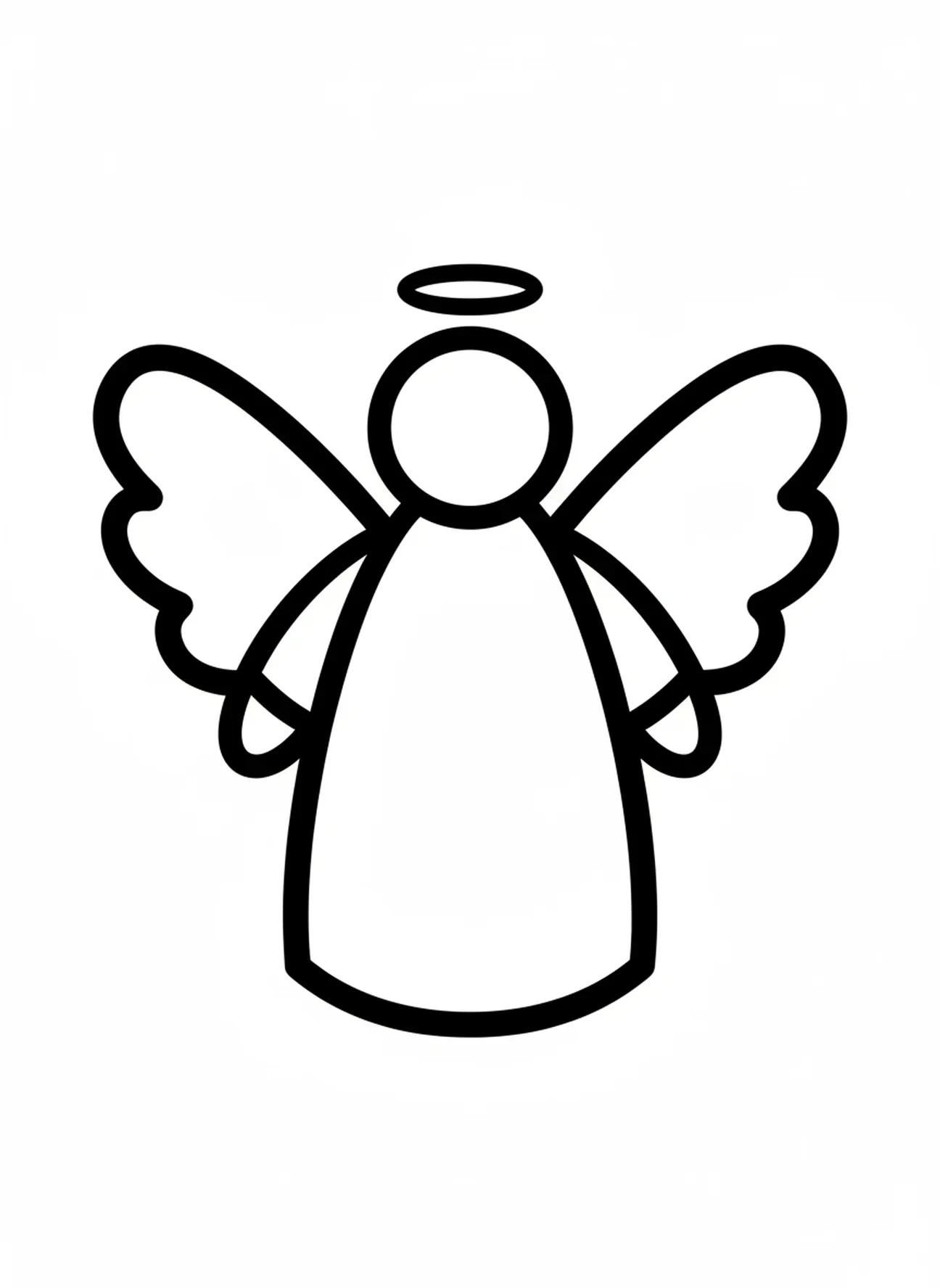 Ein einfacher Engel, Ausmalbild von der Krippe mit dem Baby Jesus für Kleinkinder im Alter von 2-3 Jahren.