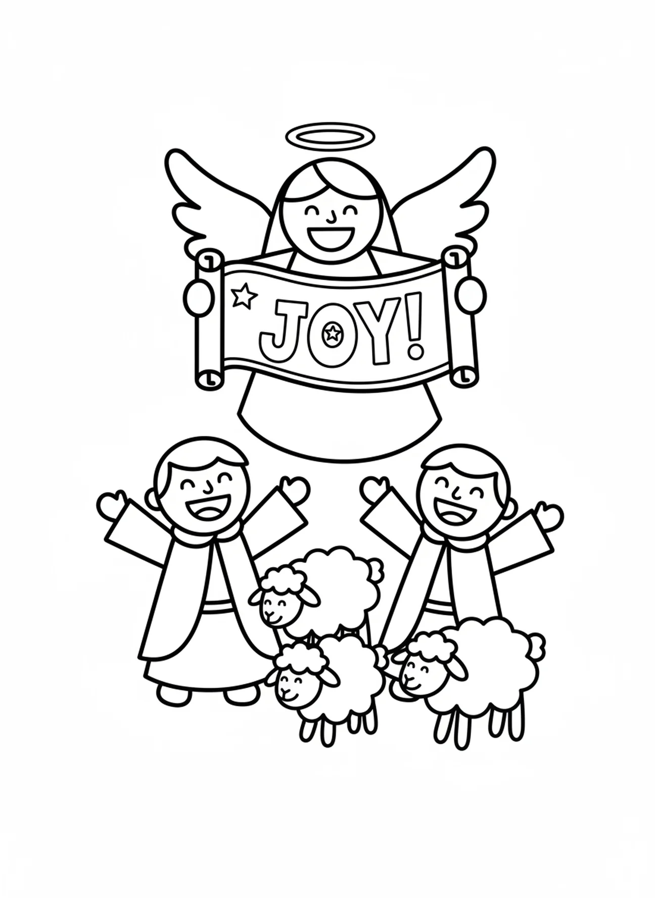 Anjo sorridente, página para colorir de Mirra para crianças de 3 a 5 anos