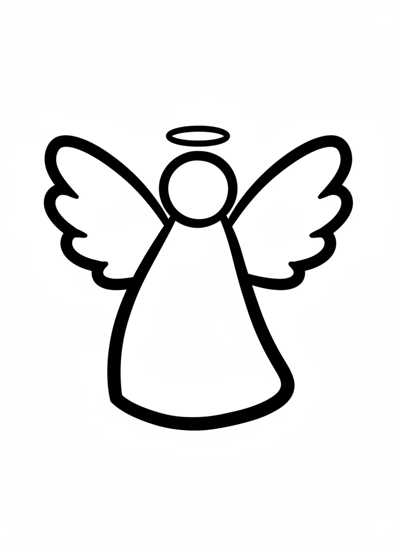 Grande anjo com asas, página para colorir do Natal com o Menino Jesus no presépio para crianças de 2 a 3 anos.