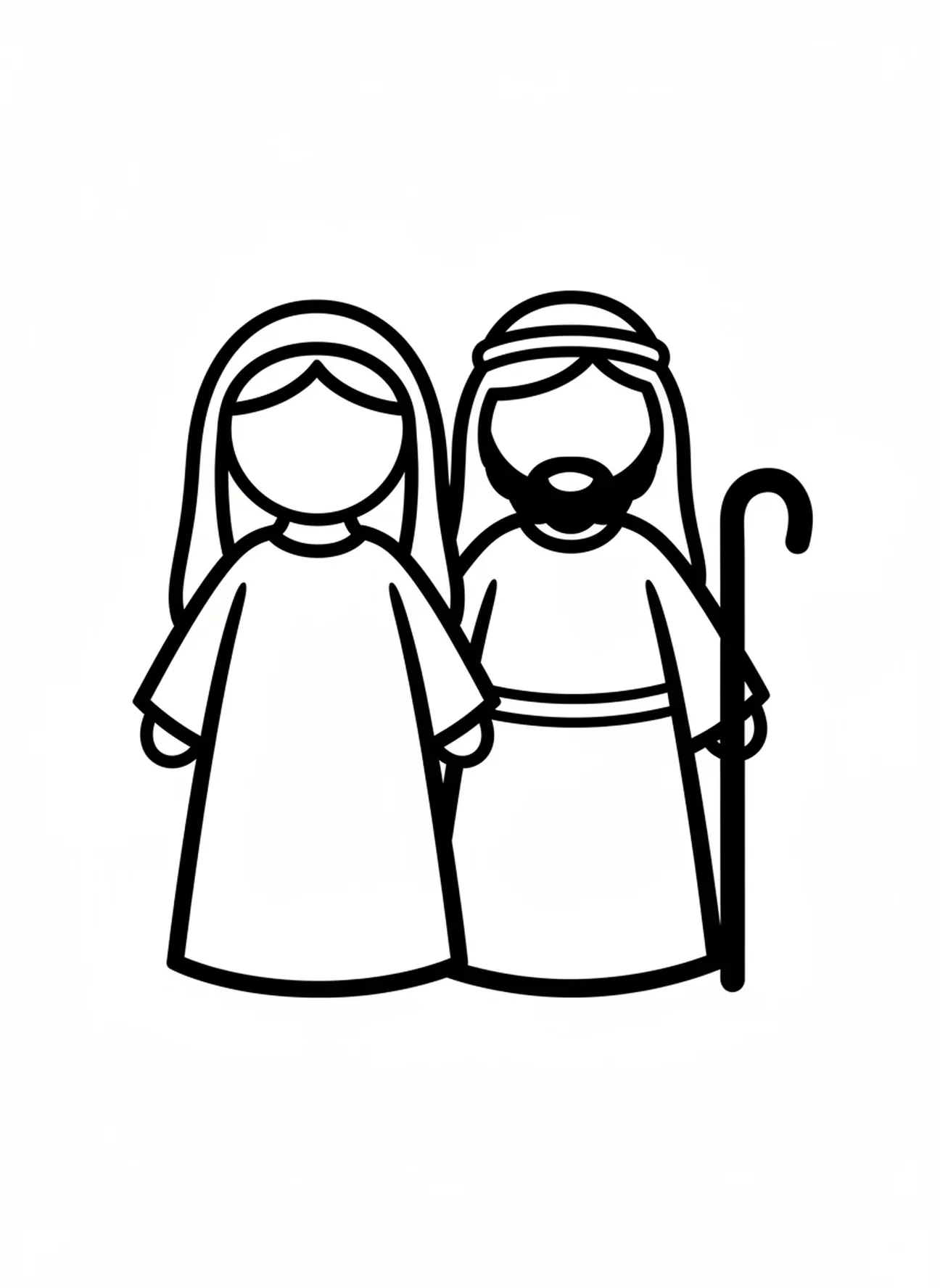 Marie et Joseph, coloriage de la Sainte Famille à la Nativité pour les tout-petits de 2 à 3 ans