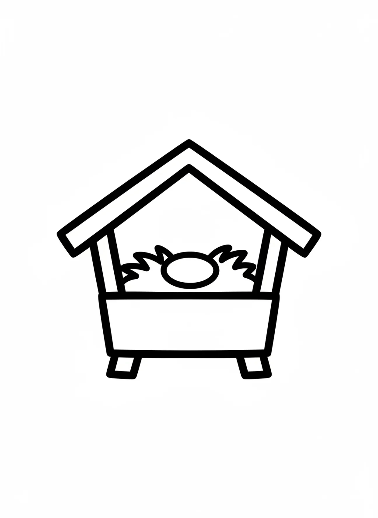 Coloriage simple de la crèche avec un bébé, les bergers de la Nativité trouvent Jésus pour les tout-petits de 2 à 3 ans