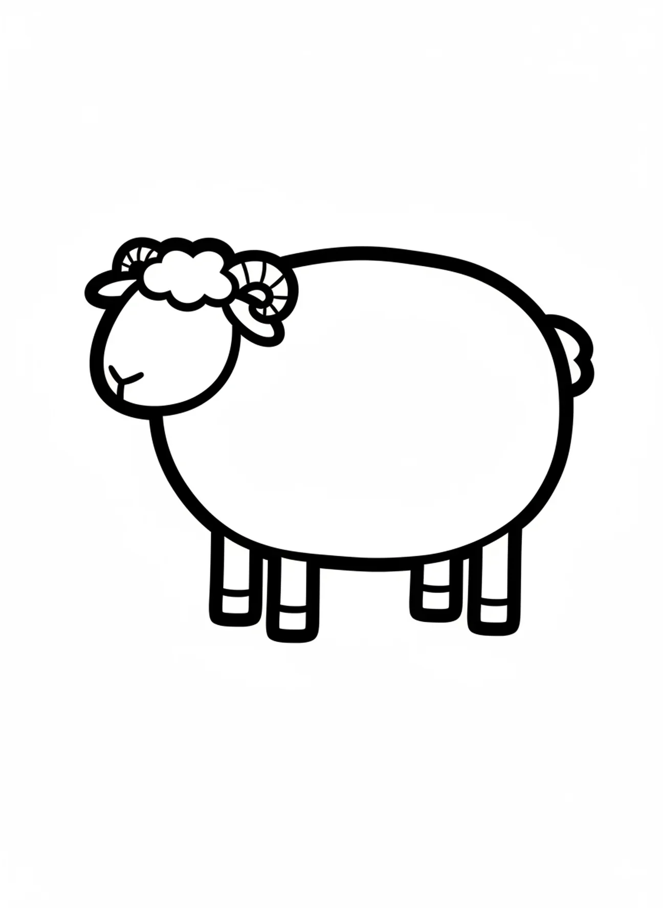 Figure de mouton simple, page à colorier des bergers de la Nativité découvrant Jésus pour les tout-petits de 2 à 3 ans