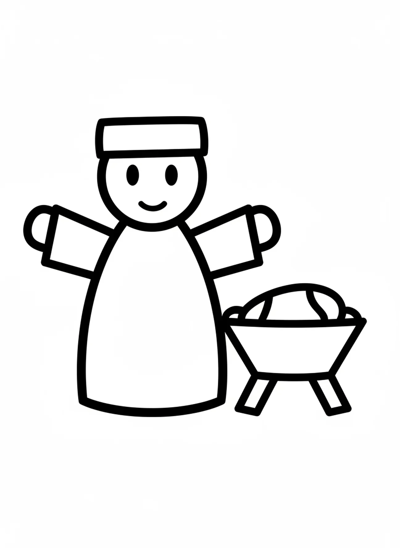 Simple berger veillant, page à colorier des bergers de la Nativité trouvant Jésus pour les tout-petits de 2 à 3 ans