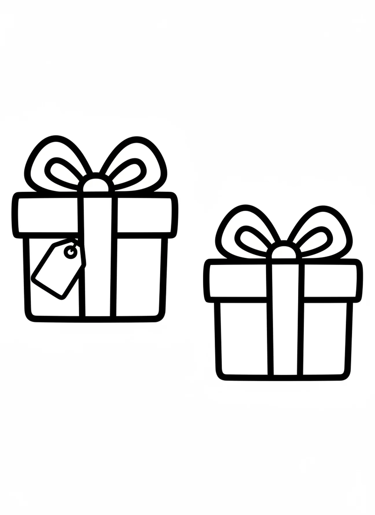 Zwei große Geschenkkisten, Ausmalbild der Weisen aus dem Morgenland bringen Geschenke für Kleinkinder im Alter von 2-3 Jahren
