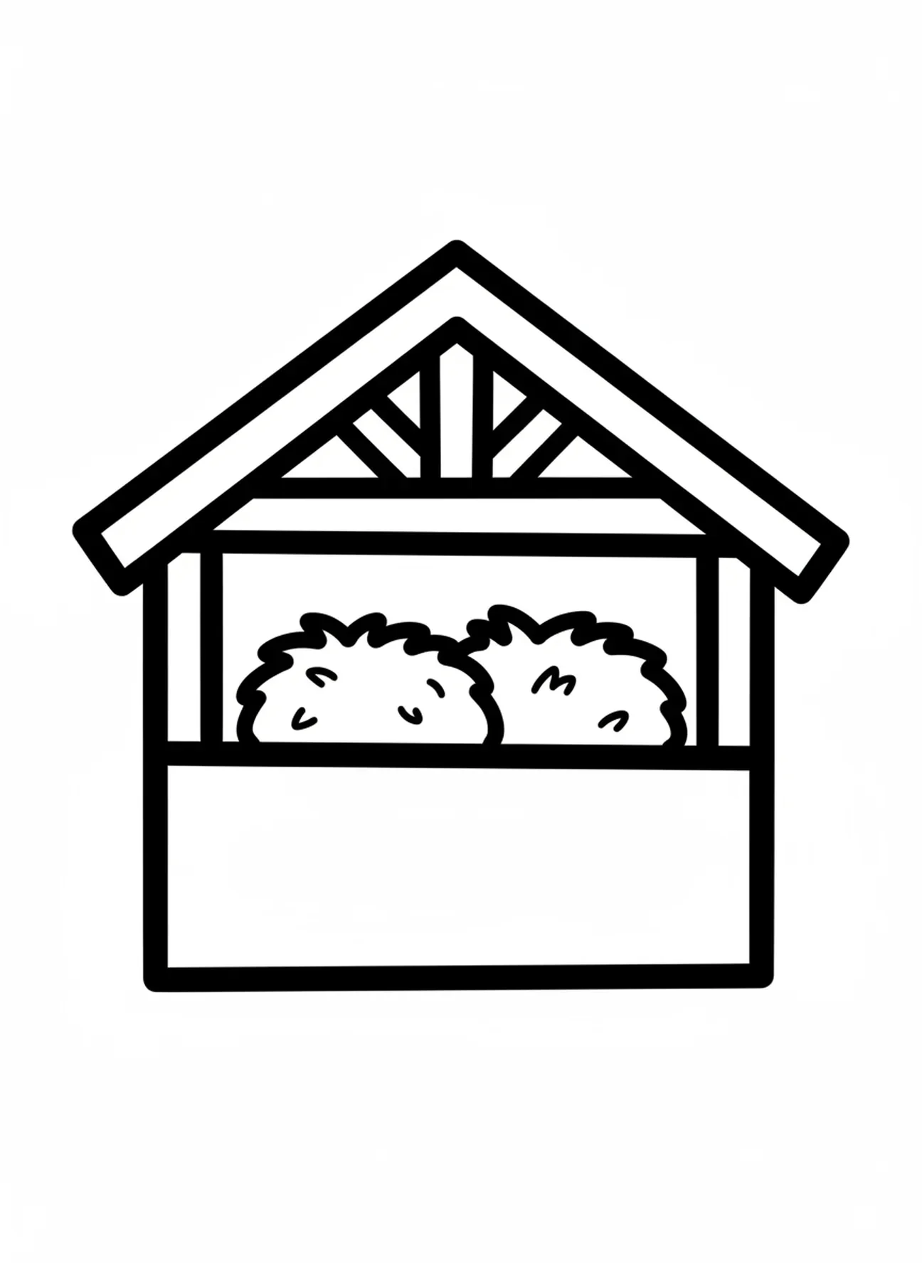Einfache Form einer Krippe, Ausmalbild der Weisen aus dem Morgenland, die Geschenke bringen, für Kleinkinder im Alter von 2-3 Jahren