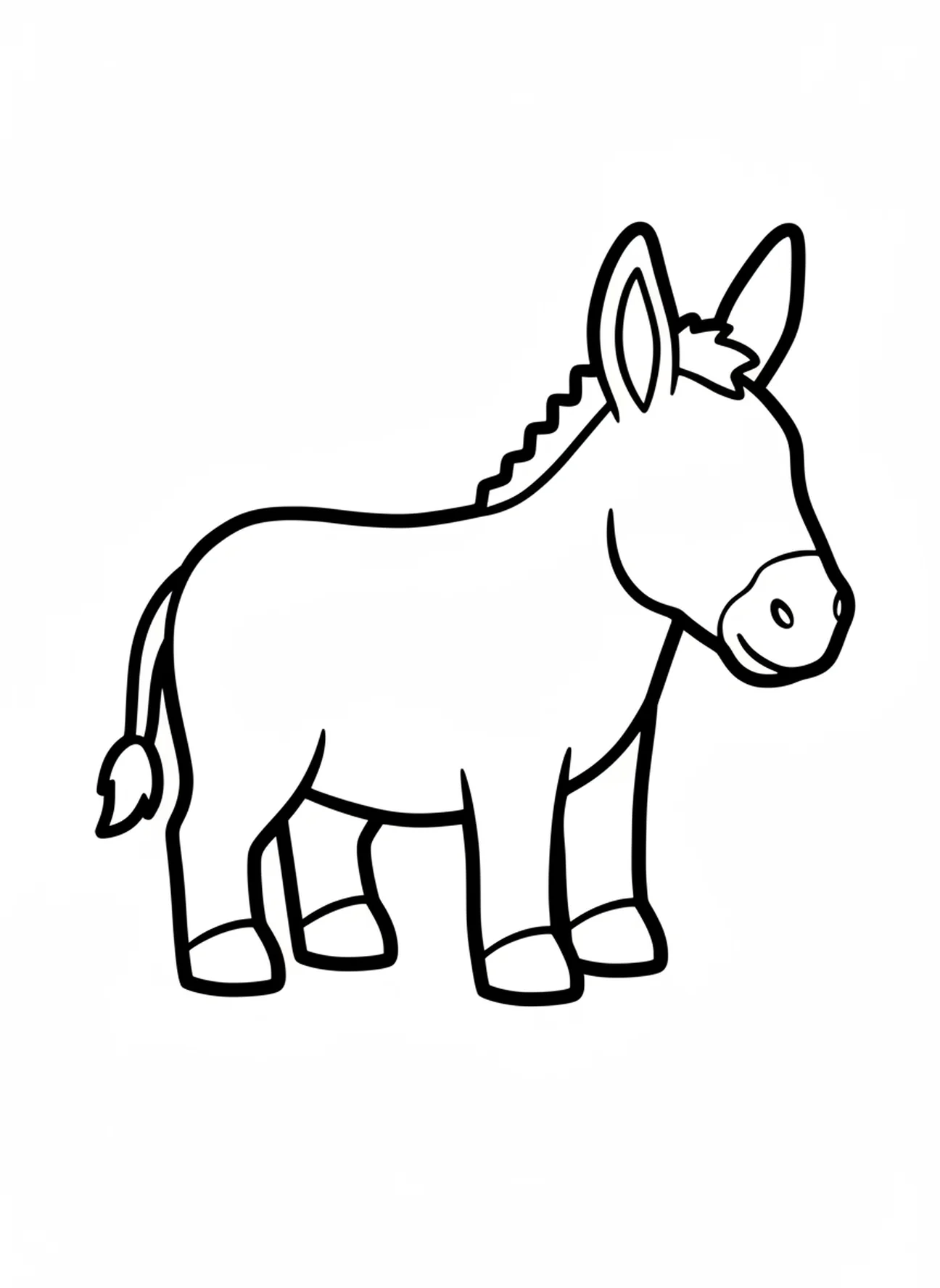 Desenho de burro, página de colorir do estábulo de Belém para crianças de 2 a 3 anos