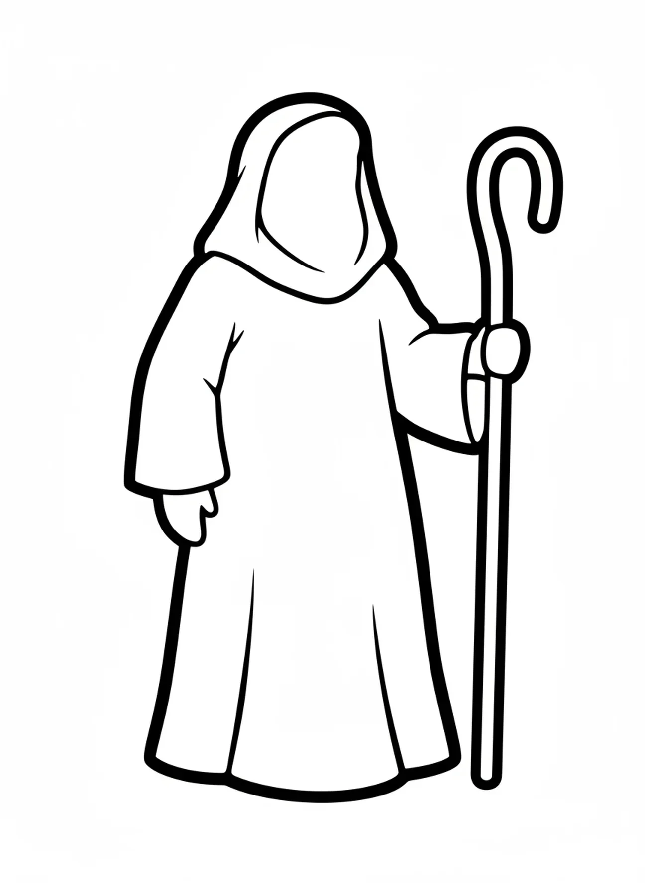Große Figur eines Hirten, Ausmalbild des Sterns von Bethlehem für Kleinkinder im Alter von 2-3 Jahren