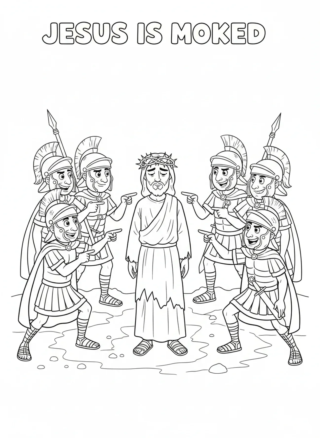 Jesus com uma coroa de espinhos, página de colorir Coroa de Espinhos para crianças de 5 a 10 anos