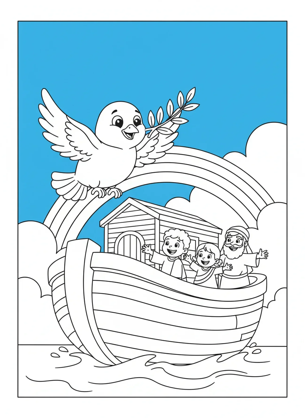 Colombe tenant une branche d'olivier, page à colorier Colombe de la Paix pour enfants de 5 à 10 ans