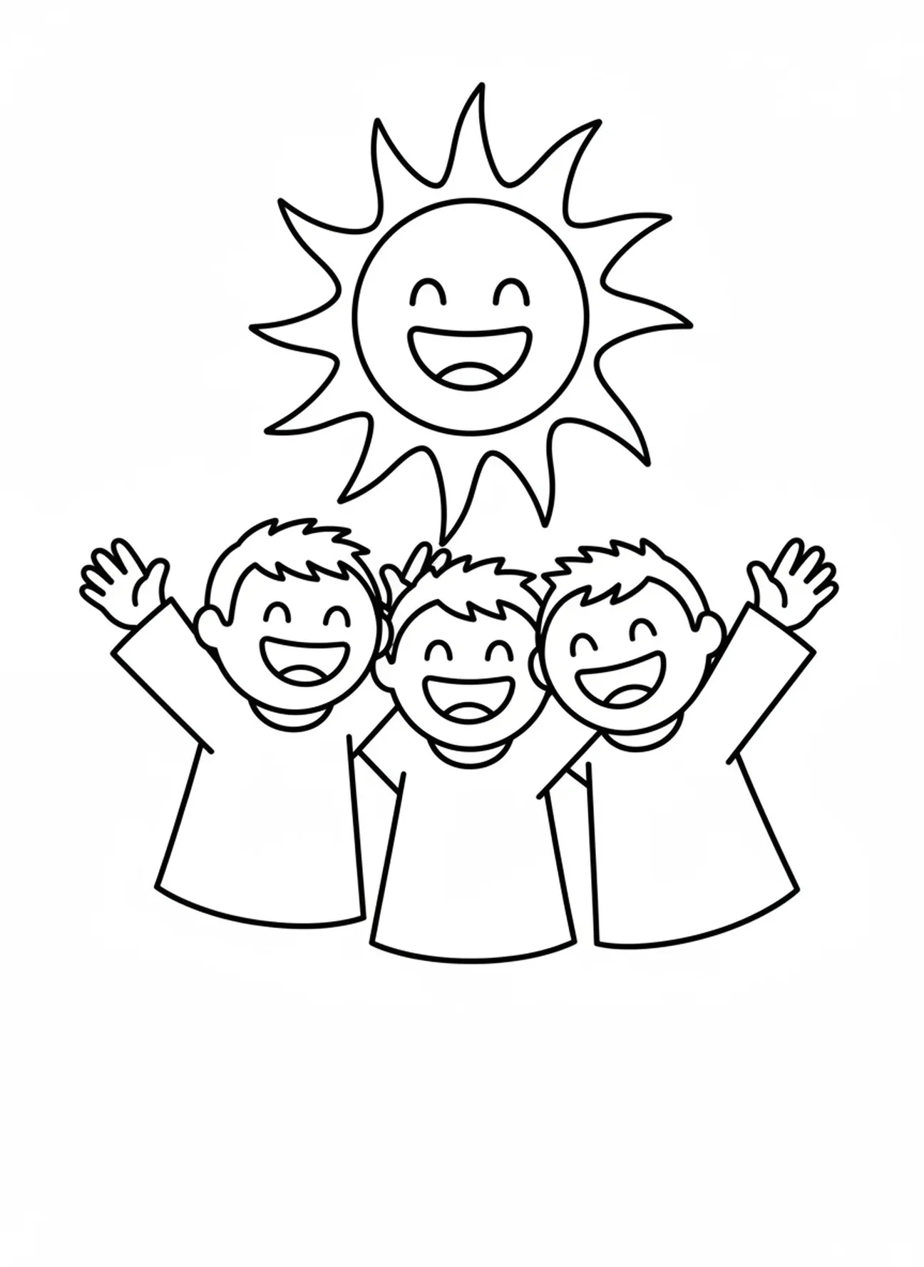 Drei lächelnde Jünger, Ausmalbild für Ostersonntag für Vorschulkinder im Alter von 3-5 Jahren