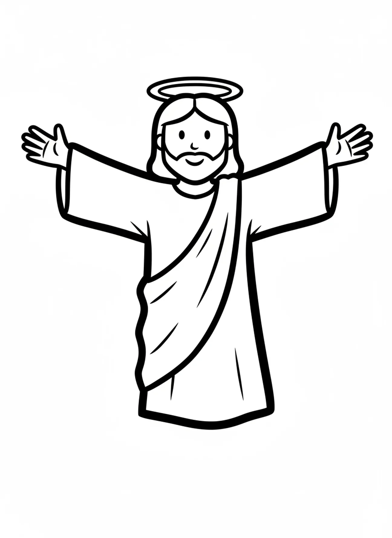 Riesige Figur von Jesus, Ausmalbild für Ostersonntag für Kleinkinder im Alter von 2-3 Jahren