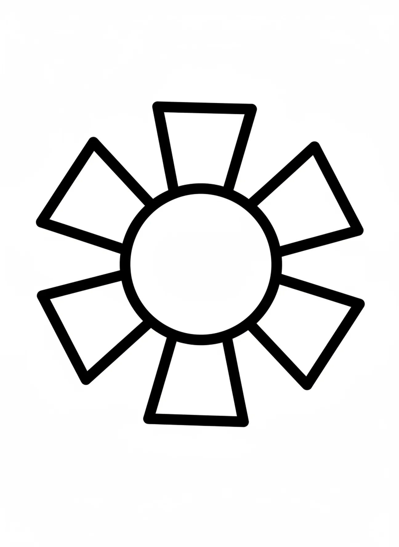 Grande forme de rayons de soleil, page à colorier de la Tombe vide pour les tout-petits de 2 à 3 ans