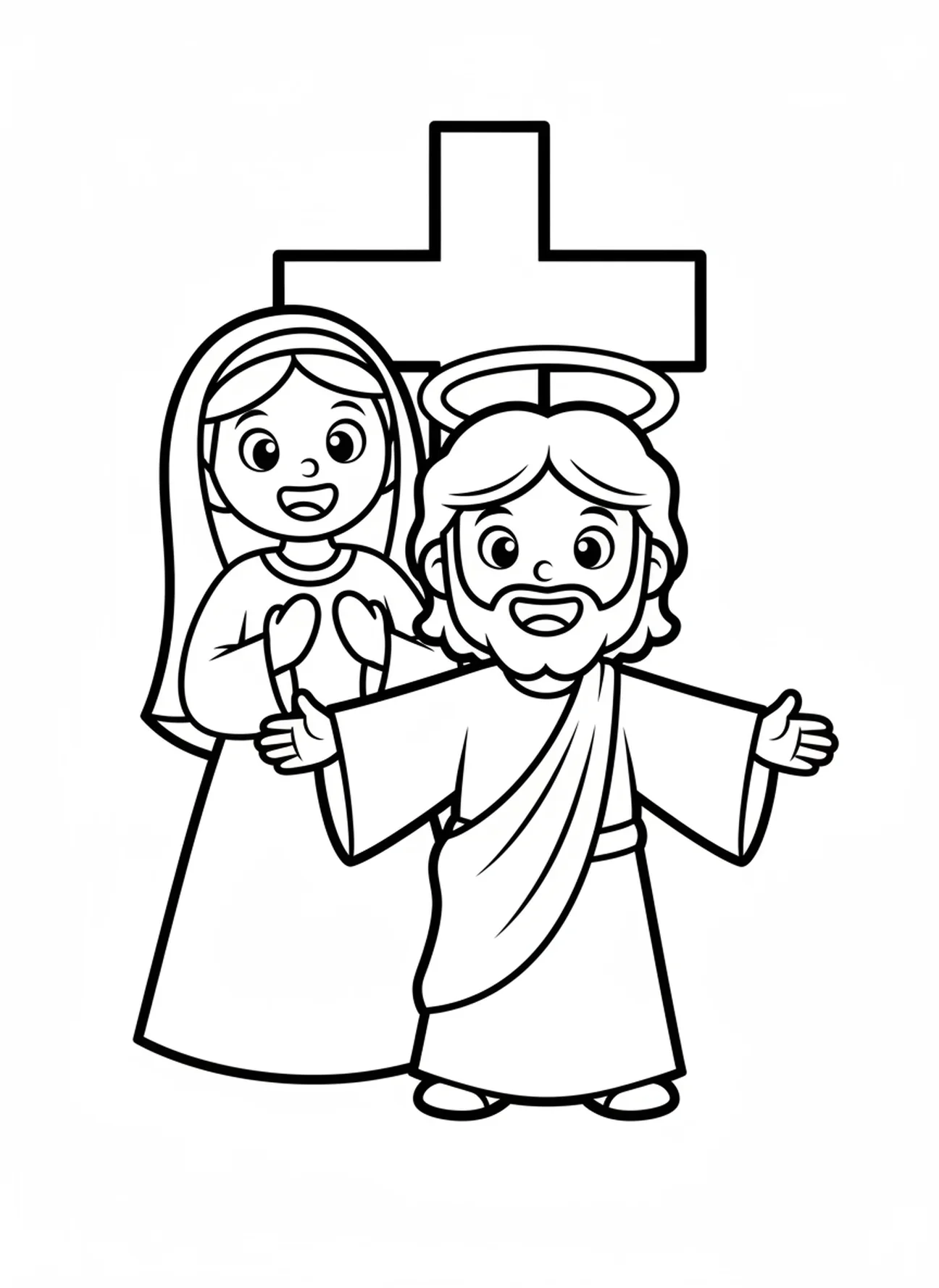 Página para colorir Jesus Sorridente, Ele Ressuscitou para crianças de 3 a 5 anos