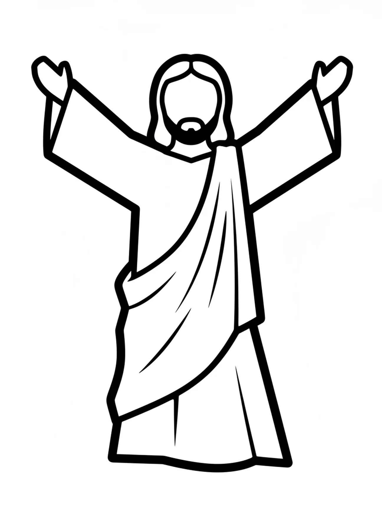 Jésus bénissant la foule, page à colorier pour le Dimanche des Rameaux pour les tout-petits de 2 à 3 ans.