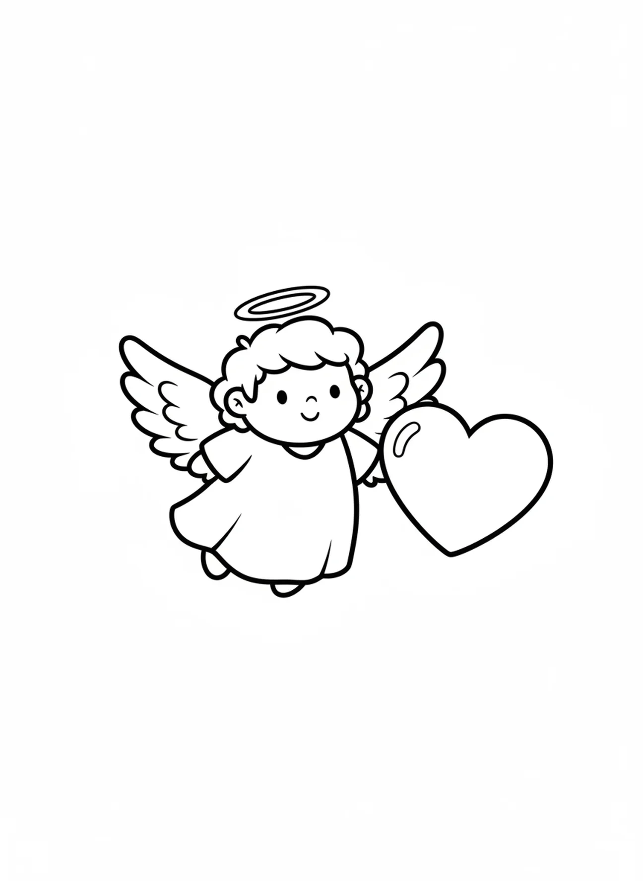Joli ange en dessin animé, page à colorier pour la Toussaint destinée aux enfants de 3 à 5 ans.