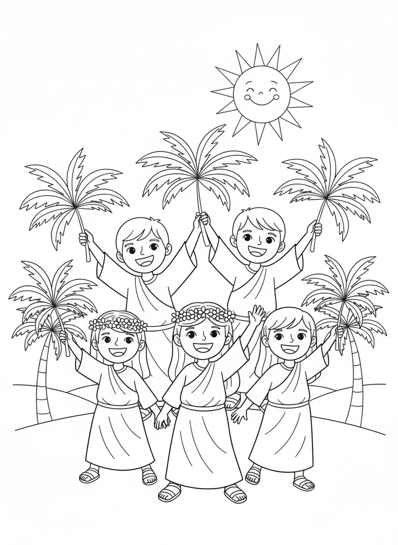 Kinder feiern, Ausmalbild für den Christkönigssonntag für Kinder im Alter von 5-10 Jahren