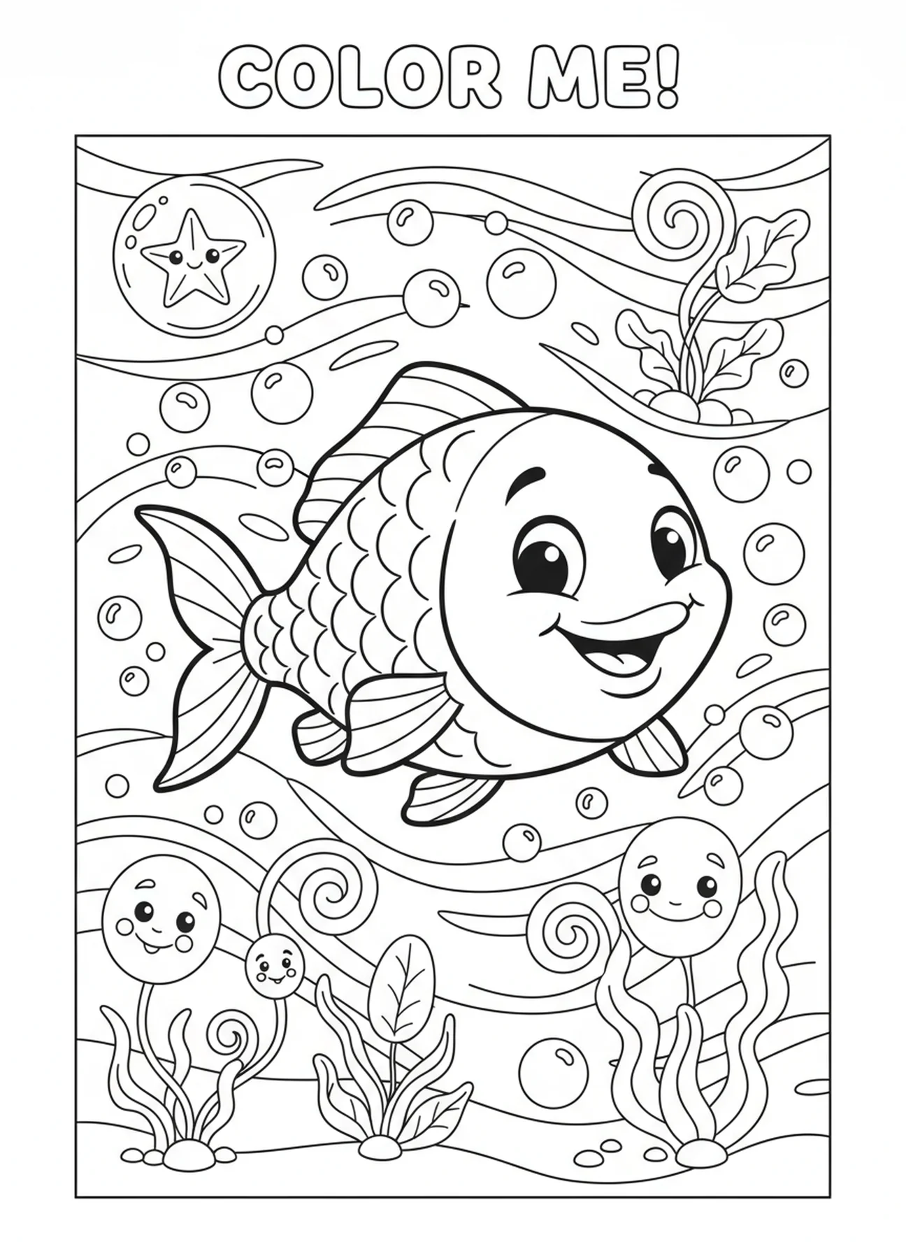 Speelse Ichthys-vis, Ichthys-vis kleurplaat voor kinderen van 5-10 jaar.