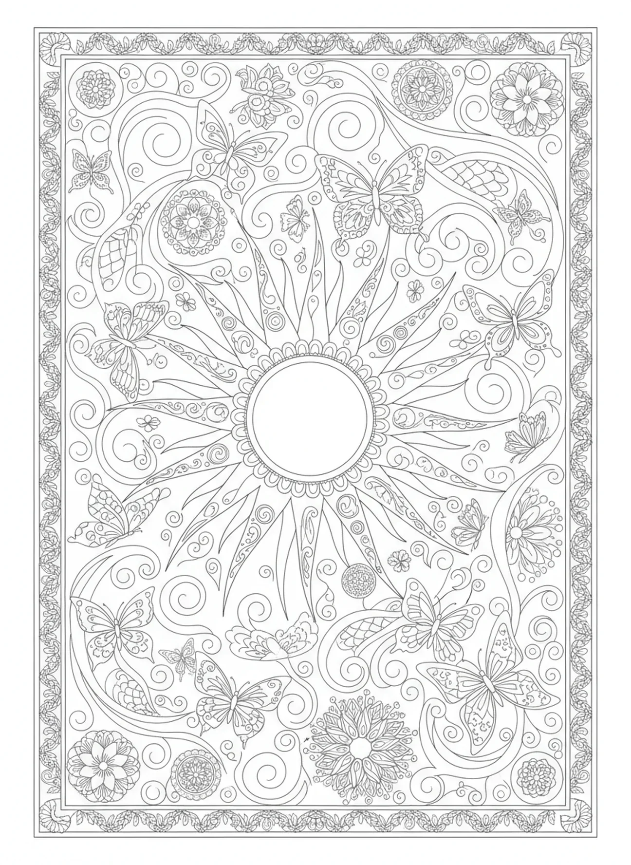 Sol radiante, Frutos do Espírito - Página para colorir no estilo de journaling bíblico para adultos