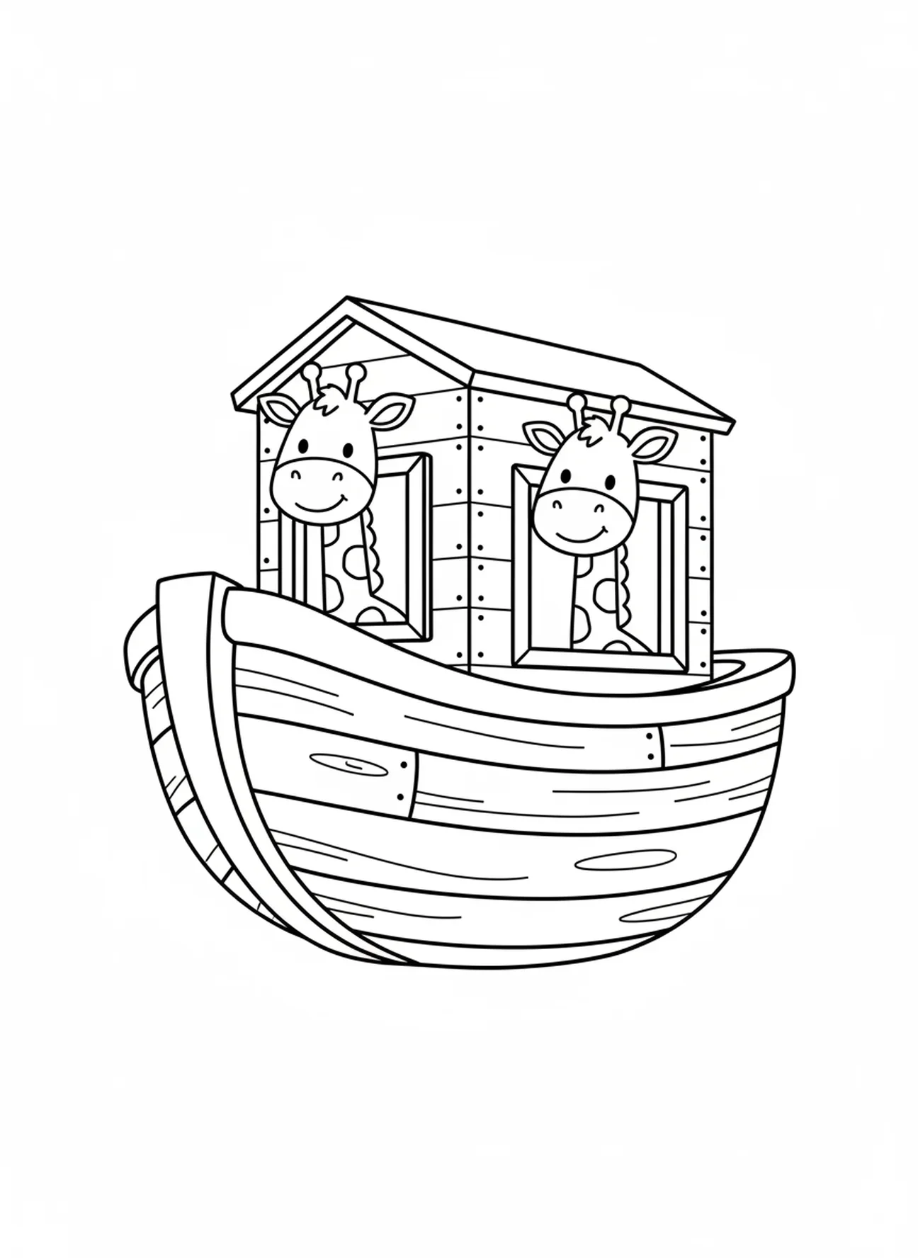 Paar von Cartoon-Giraffen, Ausmalbild von Noahs Arche für Vorschulkinder im Alter von 3-5 Jahren