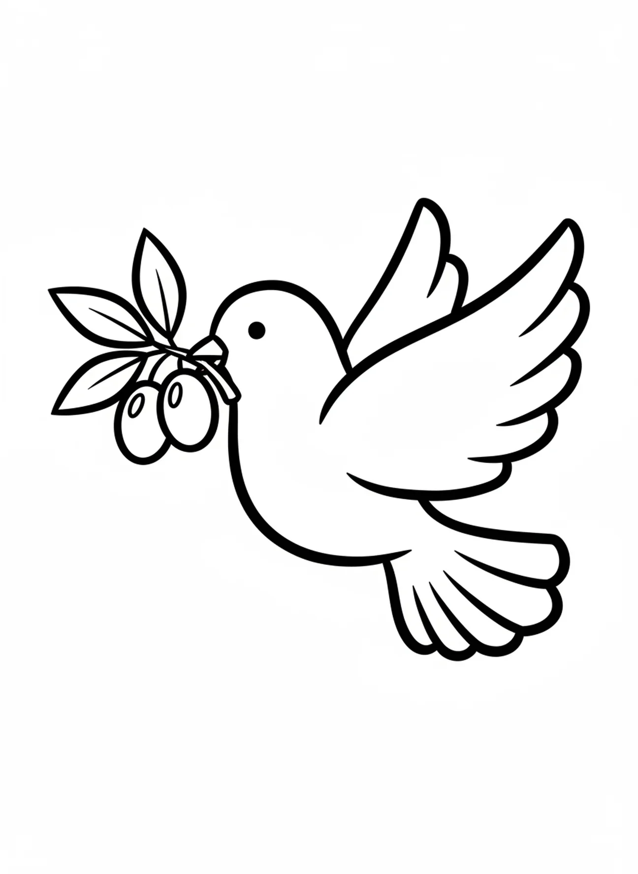 Grande colombe avec une branche d'olivier, page à colorier du Livre de coloriage biblique pour les tout-petits de 2 à 3 ans