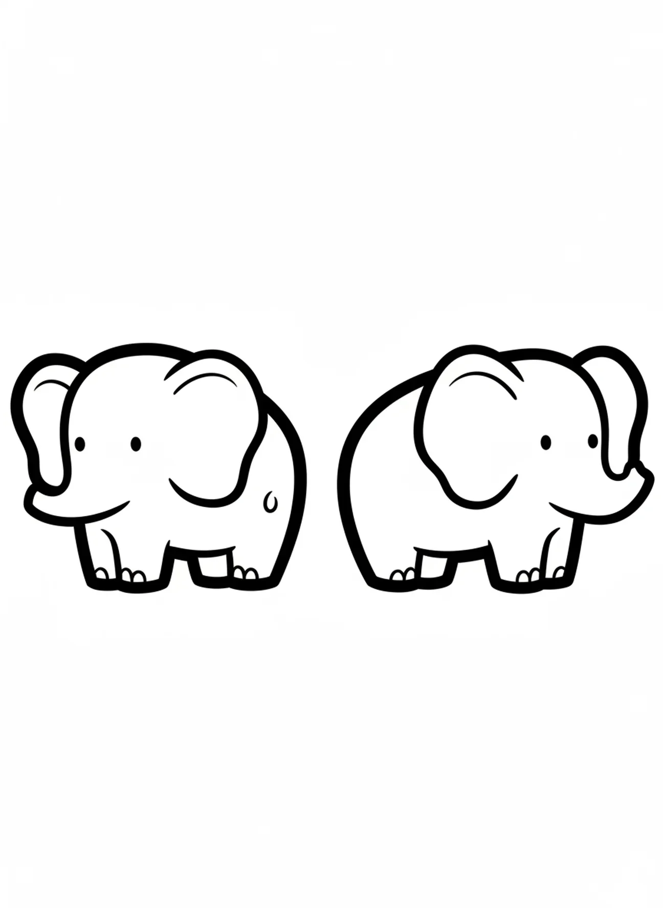 Paire d'éléphants en dessin animé, page à colorier de la Bible pour les tout-petits de 2 à 3 ans