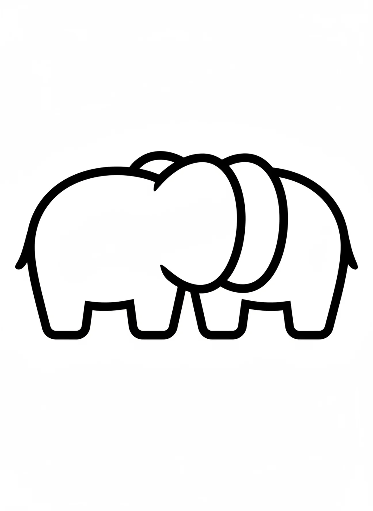 Paar von Elefanten, Ausmalbild von Noahs Arche für Kleinkinder im Alter von 2-3 Jahren.