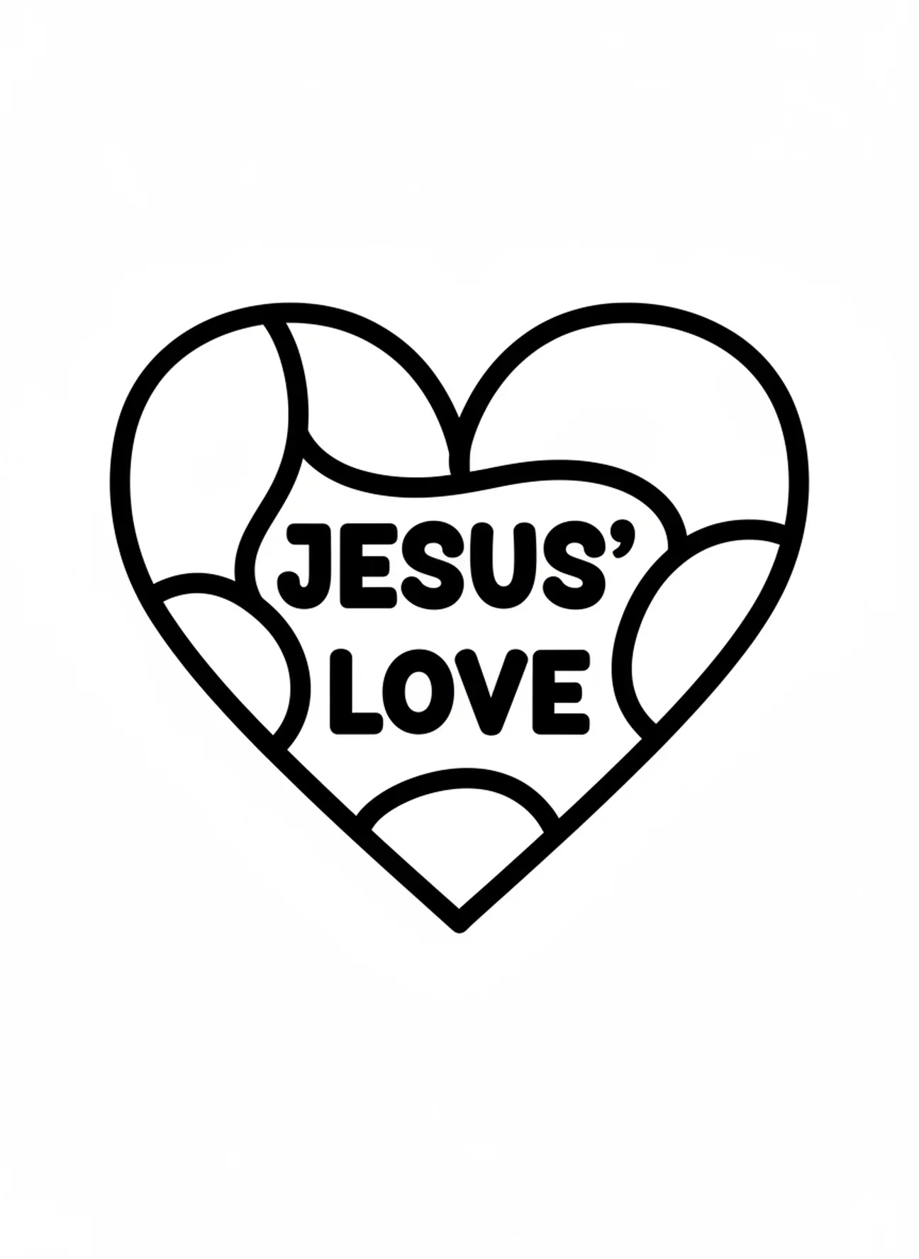 Cœur représentant l'amour de Jésus, page à colorier Jésus avec un agneau pour les tout-petits de 2 à 3 ans.