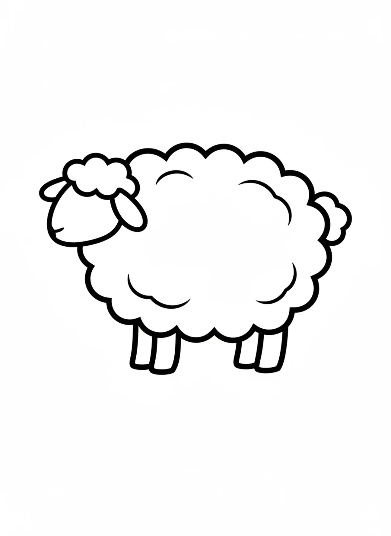 Überdimensionales Schaf, Malvorlage für einen Hirten mit Schaf für Kleinkinder im Alter von 2-3 Jahren.