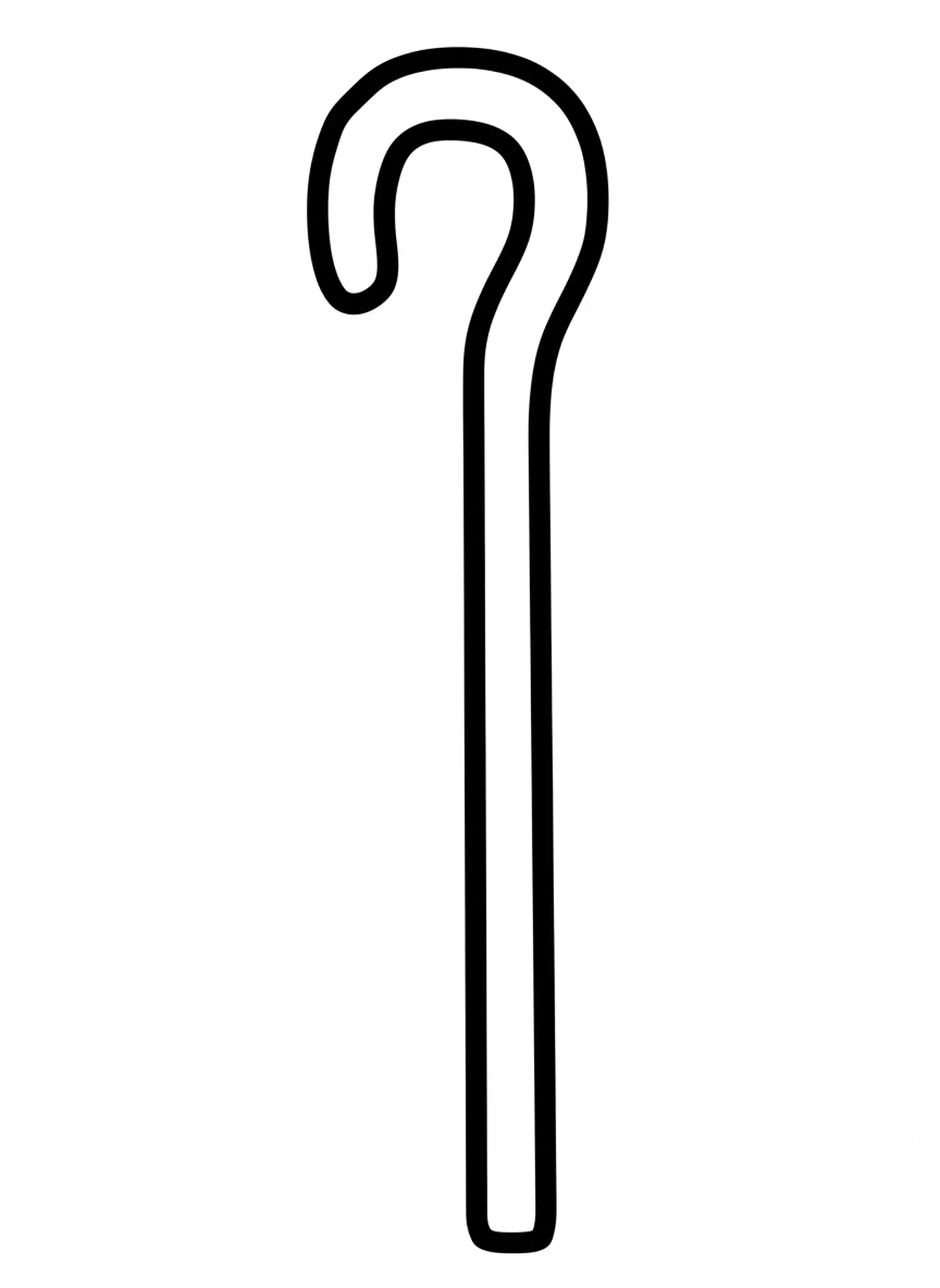 Großer Hirtenstab, Ausmalbild für Kleinkinder im Alter von 2-3 Jahren mit einem Hirten und Schafen.