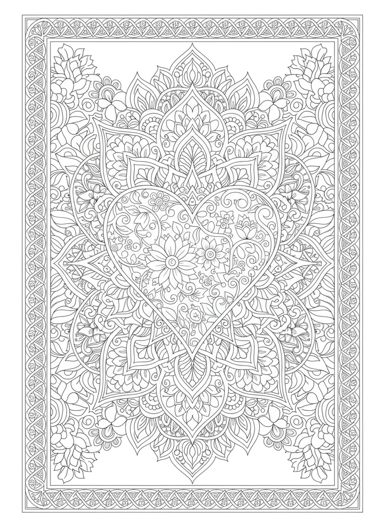 Coração simbolizando arrependimento, página para colorir do símbolo da Quarta-Feira de Cinzas no estilo de journaling bíblico para adultos