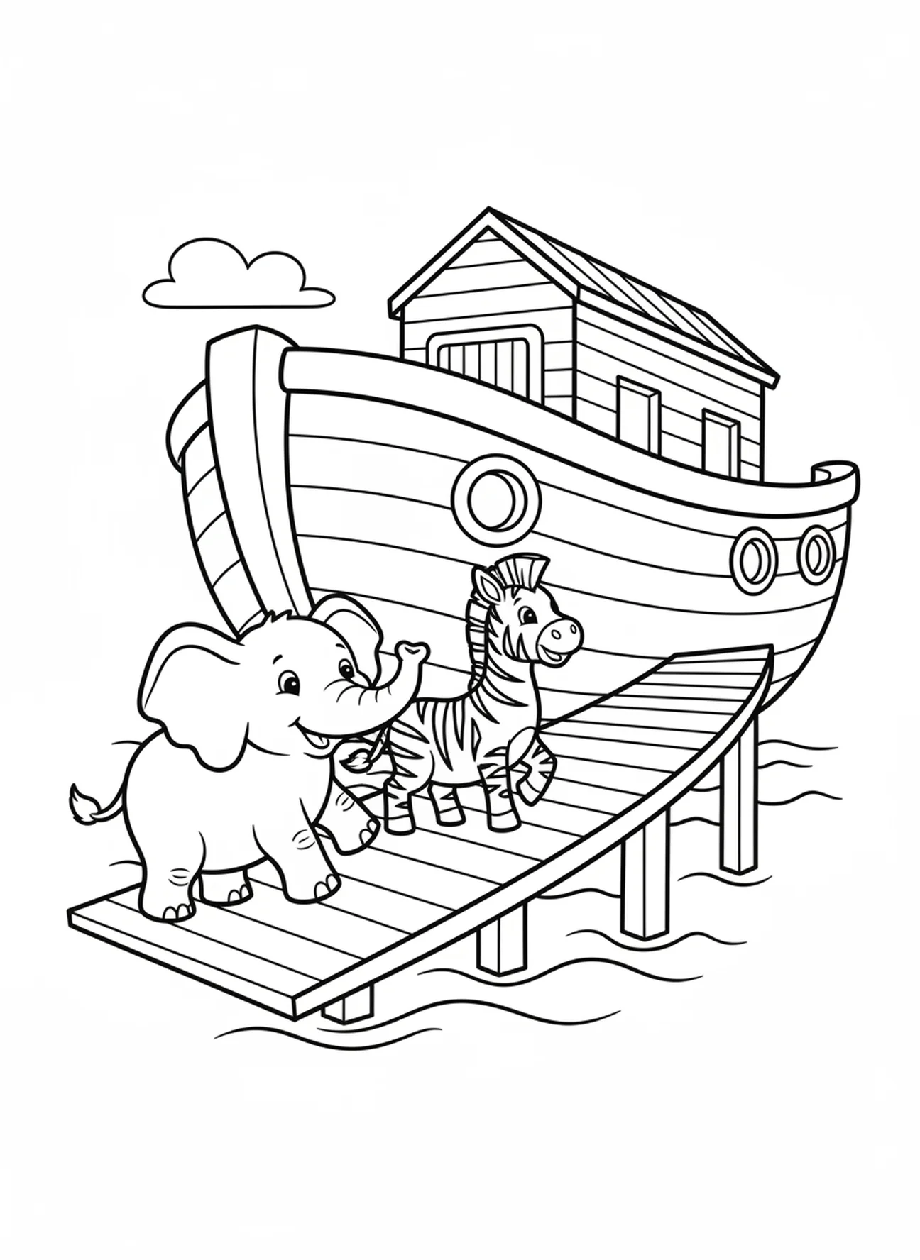 Éléphant et zèbre, page à colorier sur le thème Aimez-vous les uns les autres pour les enfants d'âge préscolaire de 3 à 5 ans