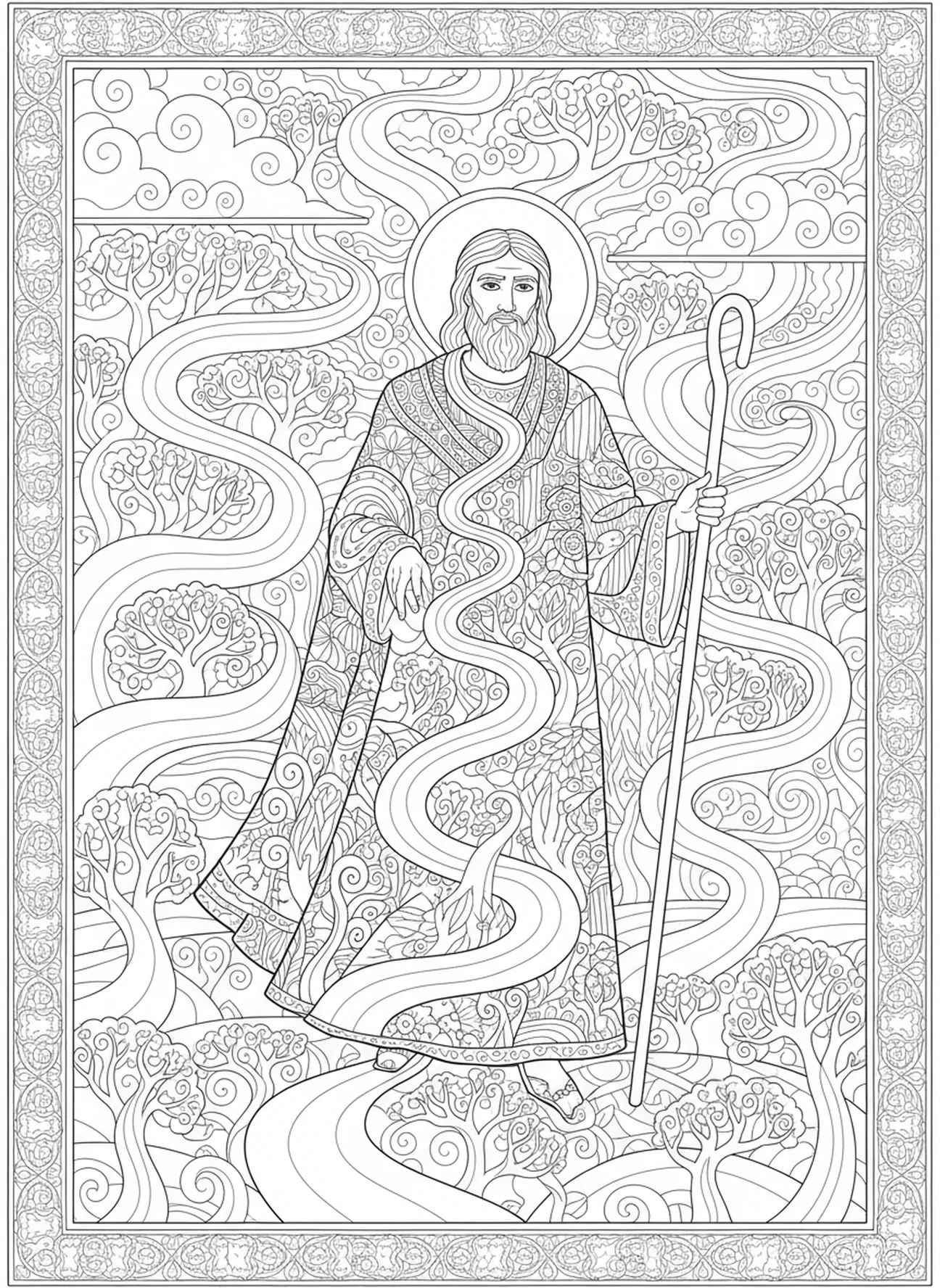Barthélemy en mission, page à colorier de l'apôtre Barthélemy pour le journal biblique