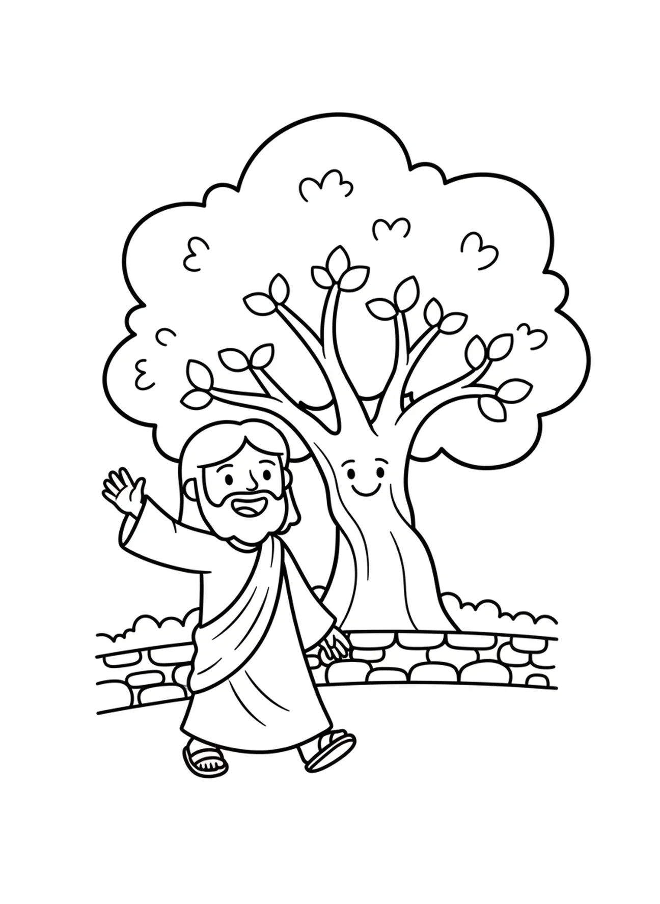 Lächelnder Jesus, der Abschied nimmt, Gethsemane Ausmalbild für Vorschulkinder im Alter von 3-5 Jahren