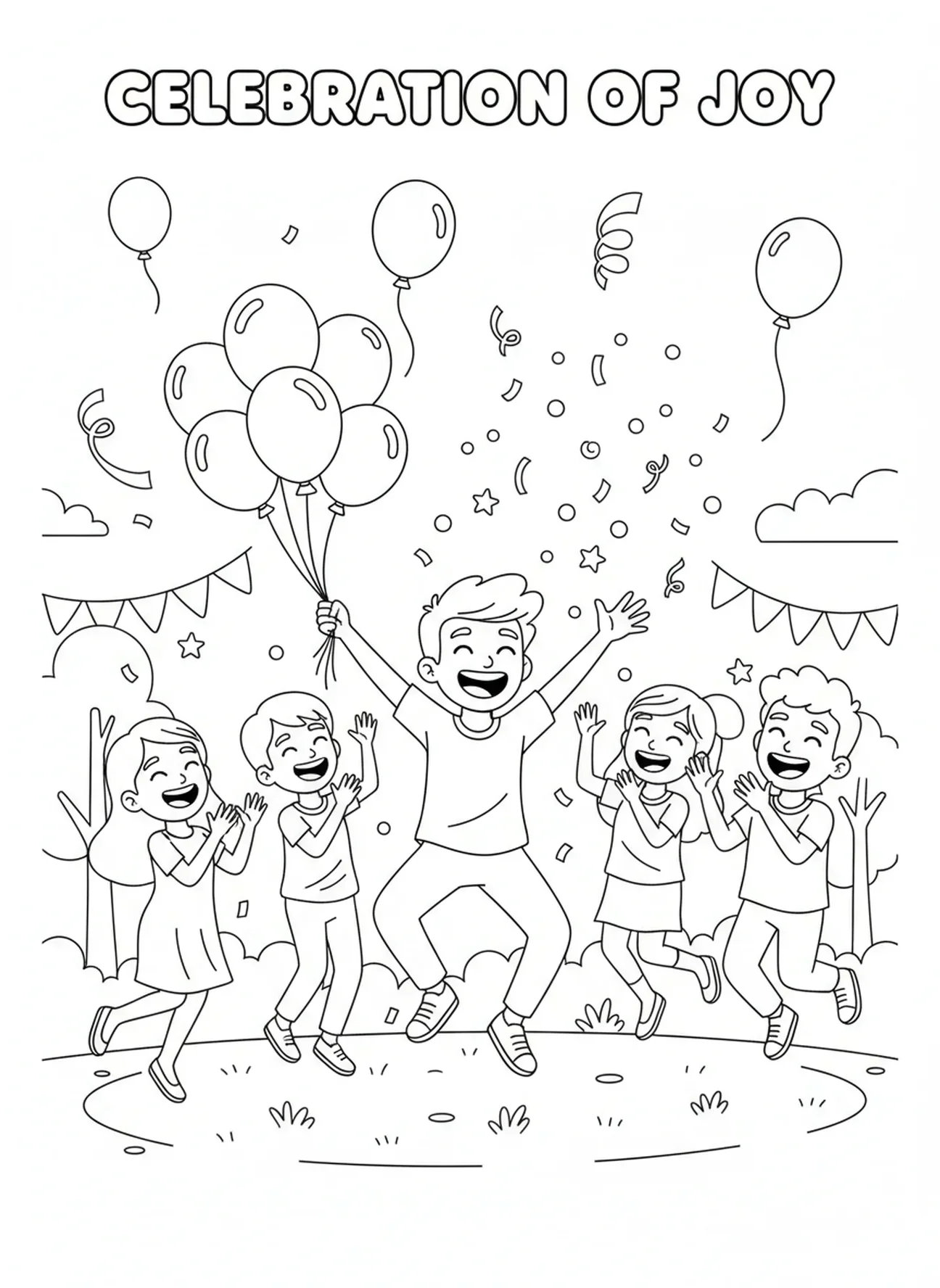 Lépreux guéri dansant joyeusement, page à colorier Lépreux guéri pour enfants de 5 à 10 ans