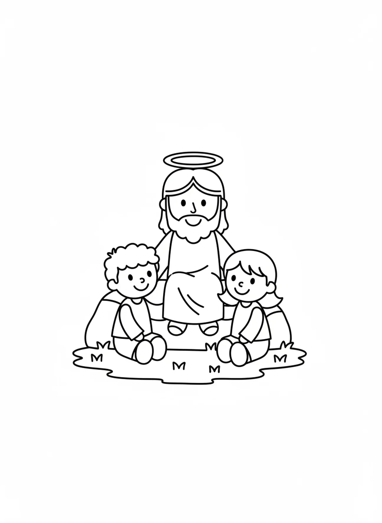 Jesus contando uma história, Jesus Ama as Crianças Página para Colorir Jesus Abençoando Crianças para crianças de 3 a 5 anos