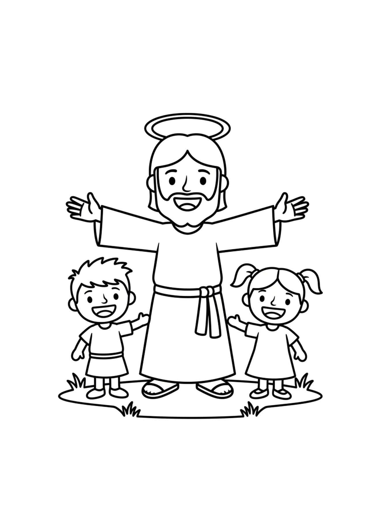 Jesus com crianças, Jesus Ama as Crianças Página de Colorir Jesus Abençoando Crianças para pré-escolares de 3 a 5 anos